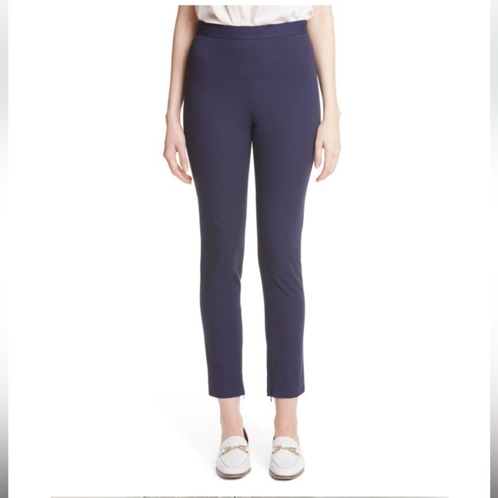 • St. John • Women’s Jacquard Straight Leg PantsNavy Blue 2